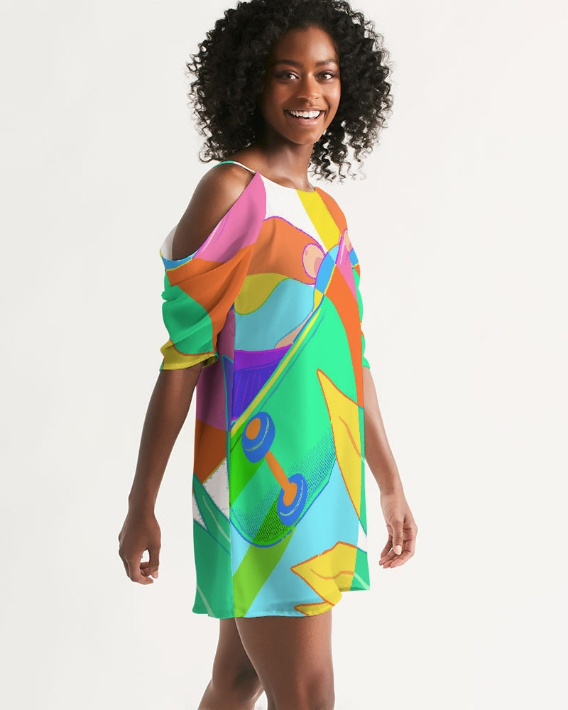 MN-AK1 Women's Open Shoulder A-Line Dress