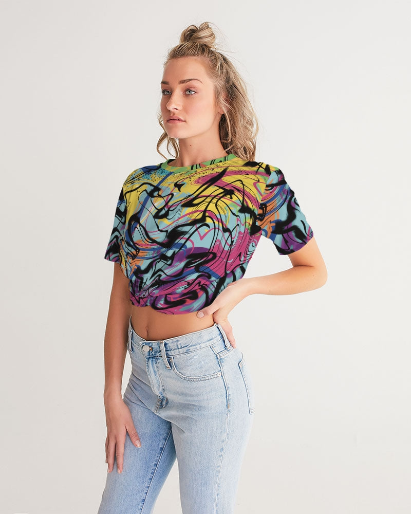 MN-AI2 Women's Twist-Front Cropped Tee