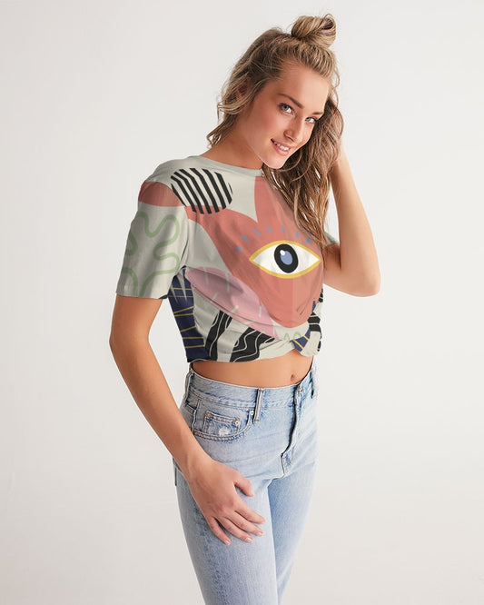 MN-AI6 Women's Twist-Front Cropped Tee