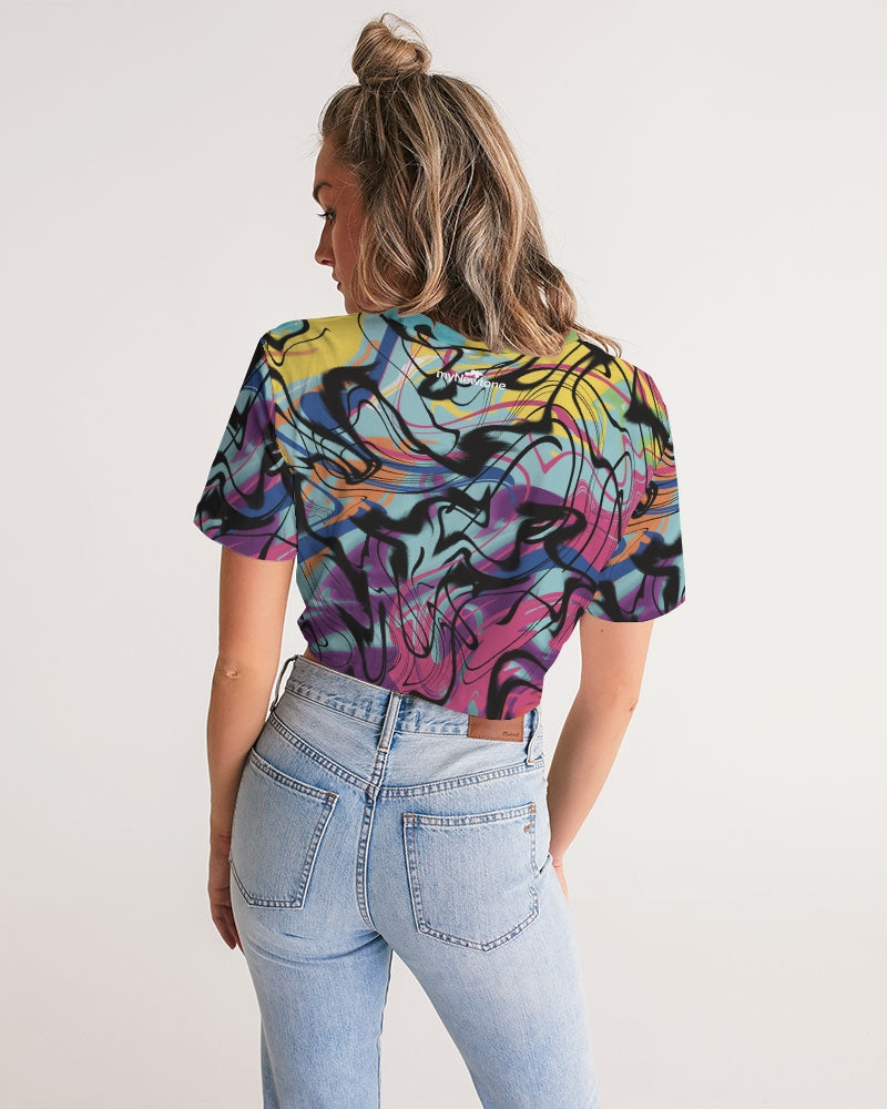 MN-AI2 Women's Twist-Front Cropped Tee